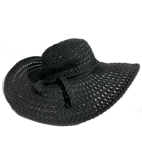 Scala Wide Brim Crochet Paper Straw Sun Hat - Picture 1 of 10